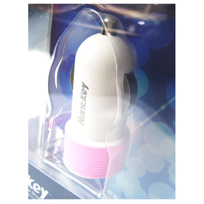 Huntkey Pink Compact Car Charger for iPad & Smartphone with MFI Cable - 5V 2.1A