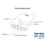 PNY PowerPack BE-840 10,000mAh Portable Charger - Front View
