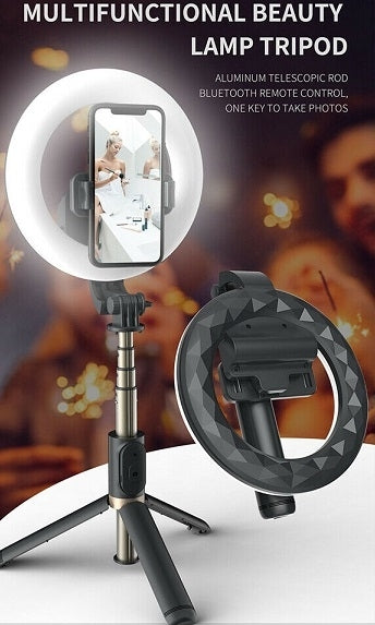 TEQ Q07 Selfie Stick Tripod with Bluetooth Ring Light