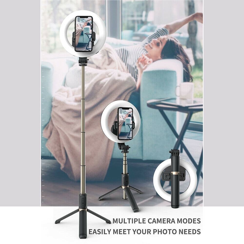 TEQ Q07 Selfie Stick Tripod with Bluetooth Ring Light