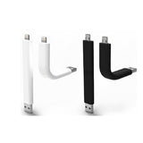 Flexible Black USB Data Sync and Charging Cable for iPhone 5/5S/6 with Stand Mount - Front View
