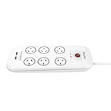 Huntkey 6-Outlet Power Strip with Dual USB Charging Ports and Surge Protection (SAC607) - Front View