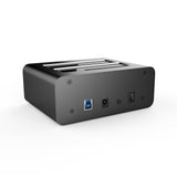 Dual Bay Aluminium SATA Docking Station with USB 3.0 Hub and Fast Charger - Side View