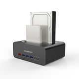 Dual Bay Aluminium SATA Docking Station with USB 3.0 Hub and Fast Charger - Top-Down View