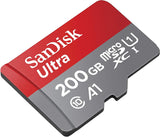 SanDisk Ultra 200GB Micro SDXC UHS-I Memory Card with 120MB/s Speed, A1 Class - Front View