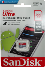 SanDisk Ultra 200GB Micro SDXC UHS-I Memory Card with 120MB/s Speed, A1 Class - Side View