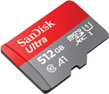 SanDisk Ultra microSDXC UHS-I Card 512GB, A1, 120MB/s - No Adapter Included - Front View