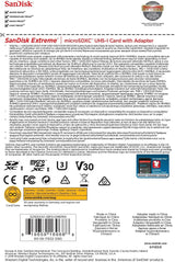 SanDisk Extreme 128GB MicroSDXC A2 V30 UHS-I Memory Card - 160MB/s Read, 90MB/s Write, No SD Adapter - Side View