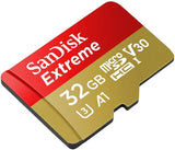 SanDisk 32GB Extreme A1 V30 Micro SDHC Card - UHS-I/U3, 100MB/s, No Adapter Included - Front View