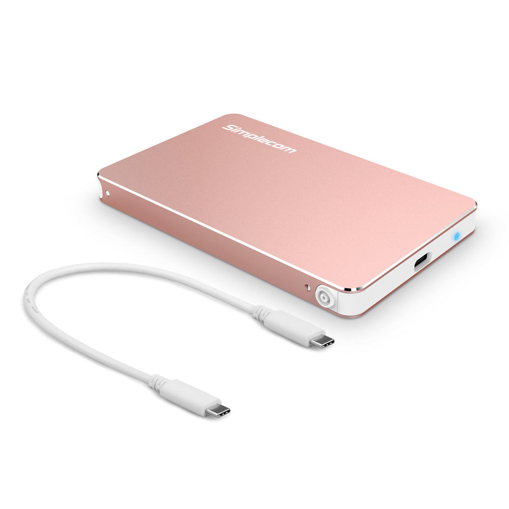 Simplecom SE219 Tool-Free Aluminium 2.5'' SATA to USB 3.1 Type C Enclosure - Elegant Rose Gold Design