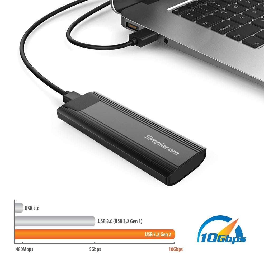 Portable Tool-Free NVMe M.2 SSD to USB 3.2 Gen 2 Enclosure with 10Gbps Speed