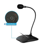 Simplecom UM350 USB Desktop Microphone with Mute Button and Adjustable Neck - Side View