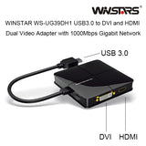 Winstars USB 3.0 Dual Output Video and Gigabit Ethernet Adapter (WS-UG39DH1) - Side View