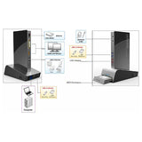 Winstars USB3.0 Dual Monitor Docking Station with HDD Docking Base - Side View