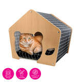 Cozy Cat Silhouette Pet House with Waterproof Mattress - 47cm x 47cm x 50cm - Rear View