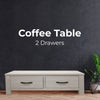 Foxglove Coffee Table 127cm 2 Drawer Solid Mt Ash Timber Wood - White