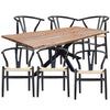 Lantana 7pc 180cm Dining Table 6 Black Wishbone Chair Set Live Edge Acacia Wood