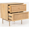 Martina Bedside Table 2 Drawer Storage Cabinet Solid Mango Wood Rattan