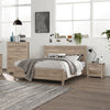 4 Pieces Bedroom Suite Natural Wood Like MDF Structure Double Size Oak Colour Bed, Bedside Table & Tallboy