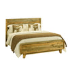 4 Pieces Bedroom Suite King Size in Solid Wood Antique Design Light Brown Bed, Bedside Table & Dresser