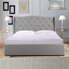 Gas Lift Queen Size Storage Bed Frame Upholstery Fabric in Grey Colour with Tufted Headboard and Wings