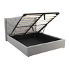 Gas Lift Queen Size Storage Bed Frame Upholstery Fabric in Grey Colour with Tufted Headboard and Wings