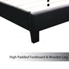 Double Size Leatheratte Bed Frame in Black Colour with Metal Joint Slat Base