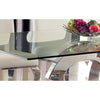 Dining Table in Crescent Shaped High Glossy Stainless Steel Base with 12mm Tempered Glass Top