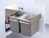 2x 15L Pull Out Trash Bin Dual Kitchen Garbage Waste Basket Cabinet Bin