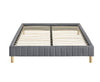 Aries Contemporary Platform Bed Base Fabric Frame with Timber Slat King Single in Light Grey
