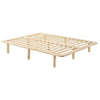 Platform Bed Base Frame Wooden Natural Queen Pinewood