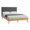Natural Oak Ensemble Bed Frame Wooden Slat Fabric Headboard Double