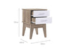 Wooden 2 Drawers Bedside Table in Light Oak Finish with White Accent