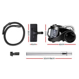 Devanti 2200W Bagless Cyclonic Vacuum Cleaner for Home, Office, and Car - Black - Side View