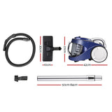 Devanti 2200W Bagless Cyclonic Vacuum Cleaner for Home, Office, and Car - Sleek Blue Design - Side View