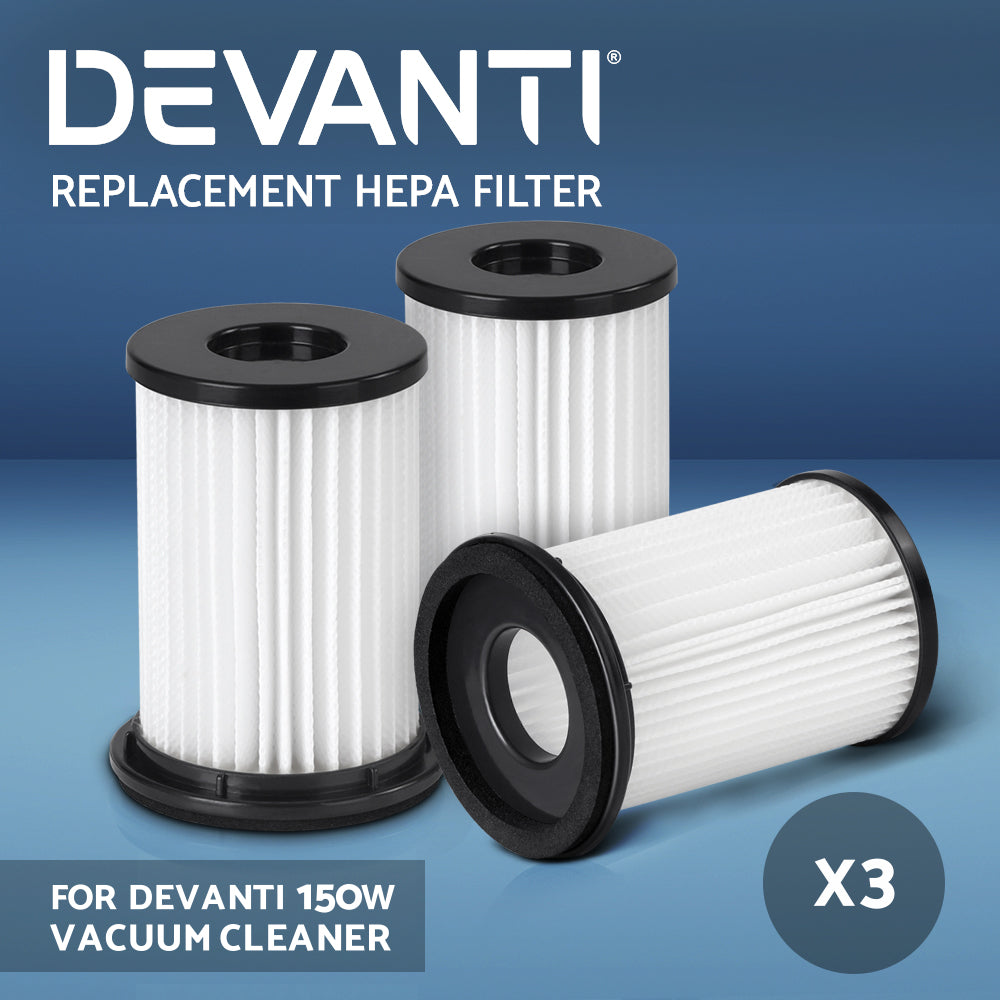 Devanti HEPA Filter Replacement Set for Stick Vacuum Cleaners - 3 Pack