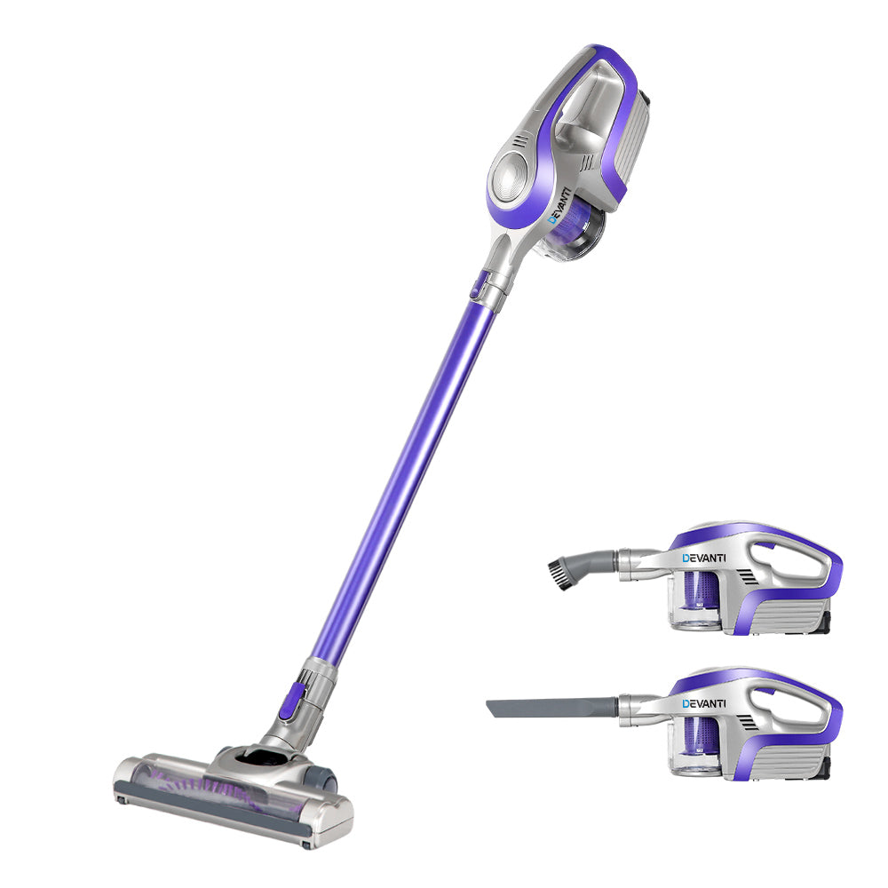 Devanti Cordless 150W Handstick Vacuum Cleaner - Bagless, Lightweight & Versatile in Purple