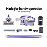 Devanti Cordless 150W Handstick Vacuum Cleaner - Bagless, Lightweight & Versatile in Purple - Close-Up Angle