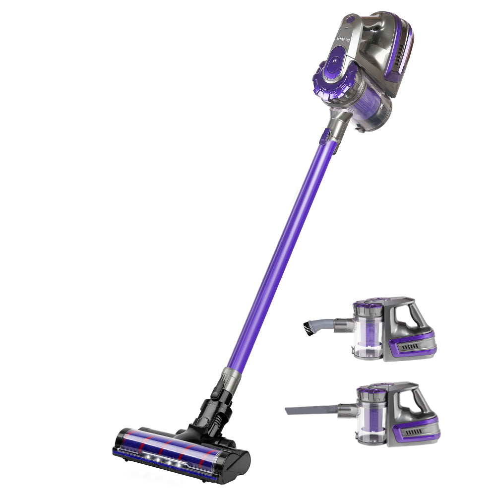 Devanti Cordless Stick Vacuum Cleaner with Motorized Roller Brush - 150W Purple