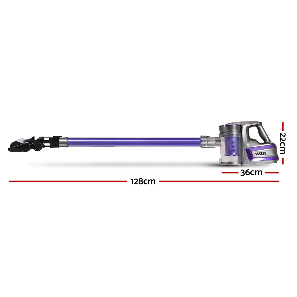 Devanti Cordless Stick Vacuum Cleaner with Motorized Roller Brush - 150W Purple