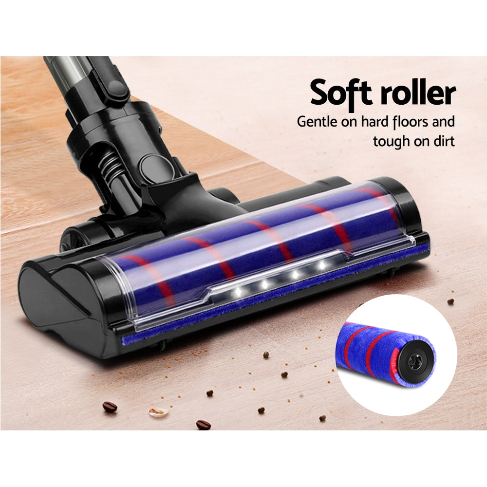 Devanti Cordless Stick Vacuum Cleaner with Motorized Roller Brush - 150W Purple