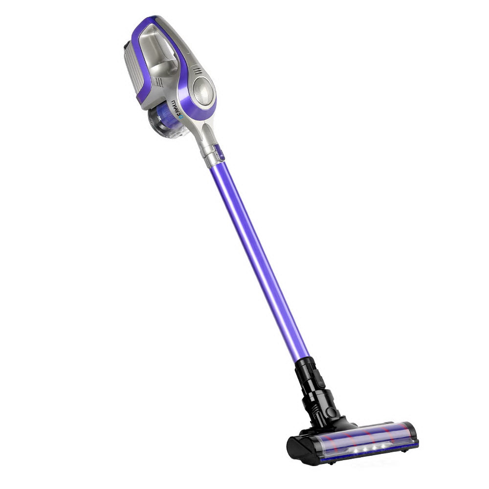 Devanti Cordless 150W Handstick Vacuum Cleaner with Motorized Roller Brush - Purple and Grey