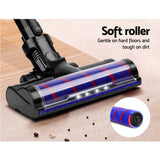 Devanti Cordless 150W Handstick Vacuum Cleaner with Motorized Roller Brush - Purple and Grey - Rear View