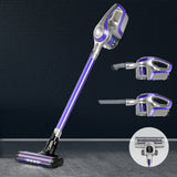Devanti Cordless 150W Handstick Vacuum Cleaner with Motorized Roller Brush - Purple and Grey