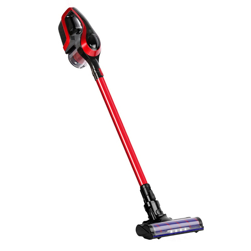 Devanti 150W Cordless Handstick Vacuum Cleaner with Motorized Roller - Red & Black