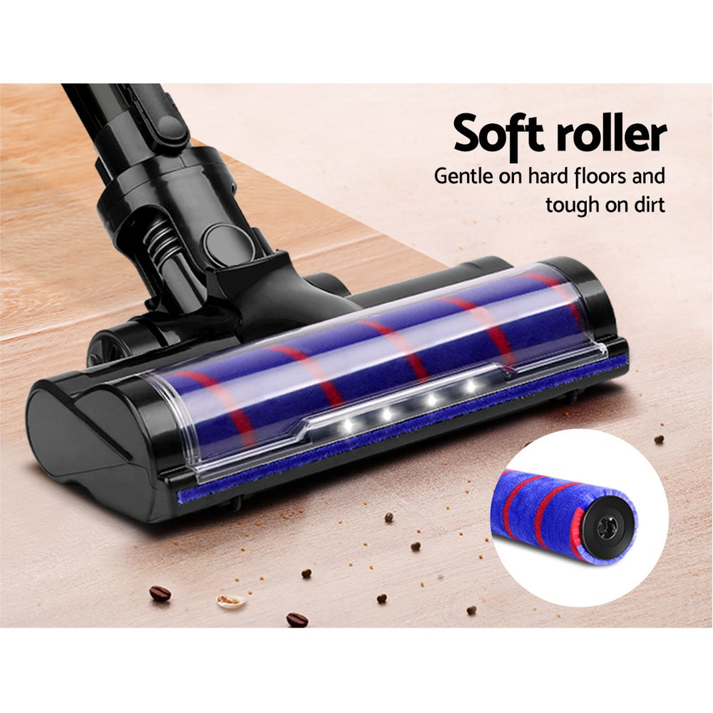 Devanti 150W Cordless Handstick Vacuum Cleaner with Motorized Roller - Red & Black