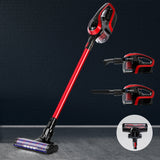 Devanti 150W Cordless Handstick Vacuum Cleaner with Motorized Roller - Red & Black