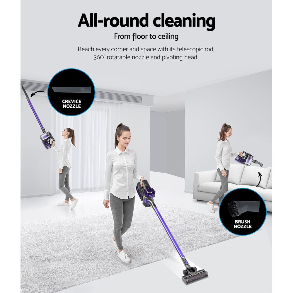 Devanti Cordless Handstick Vacuum Cleaner with HEPA Filter in Purple