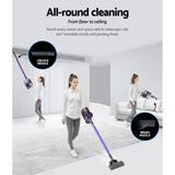Devanti Cordless Handstick Vacuum Cleaner with HEPA Filter in Purple - 45-Degree Angle