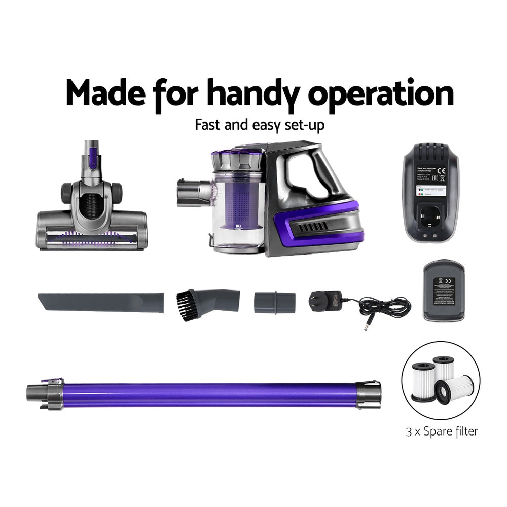 Devanti Cordless Handstick Vacuum Cleaner with HEPA Filter in Purple
